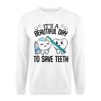 Duo de soins dentaires : Se brosser les dents - Sweat-shirt Unisexe - blanc - Devant