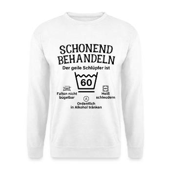 Schonend Behandeln Geiler Schlüpfer 60. Geburtstag - Unisex Pullover - Weiß - Vorne