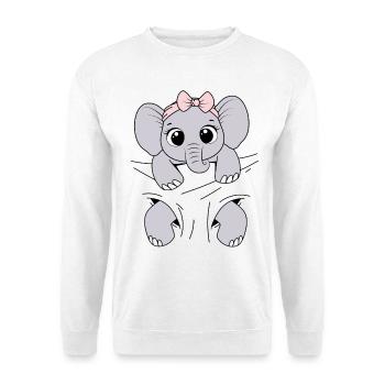 Bébé Éléphant Porter Animal Drôle Bébé Éléphant - Sweat-shirt Unisexe - blanc - Devant