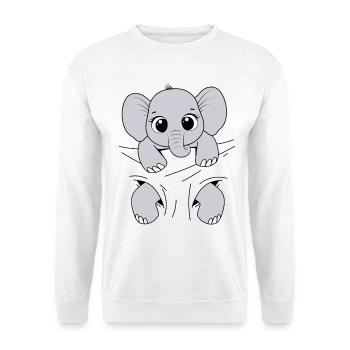 Bébé Éléphant Animal Drôle Porter Bébé Éléphant - Sweat-shirt Unisexe - blanc - Devant