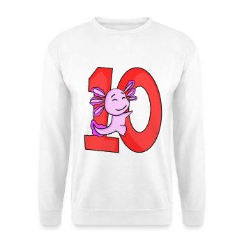 10 years old - 10th birthday - Axolotl motif - Unisex Sweatshirt - white - Front