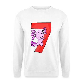 7 years old - 7th birthday - Axolotl motif - Unisex Sweatshirt - white - Front