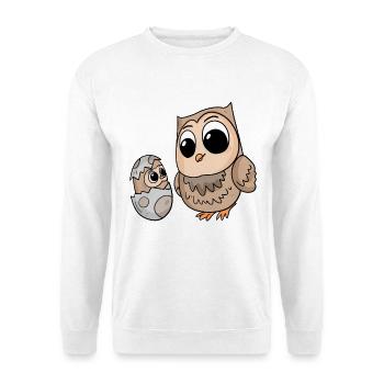 Hibou avec bébé hibou - Sweat-shirt Unisexe - blanc - Devant