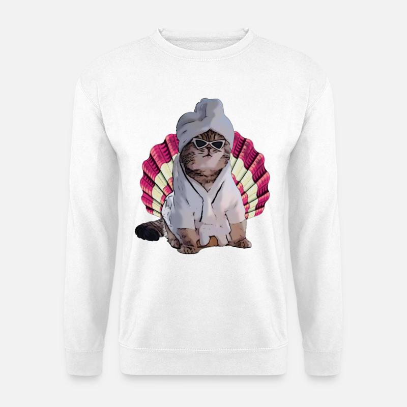 cool cat in spa - Unisex Sweatshirt - white