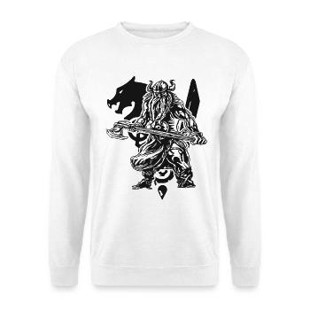 Valhalla - Viking - Wikinger mit Axt - Unisex Pullover - Weiß - Vorne