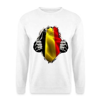 Belgique Drapeau belge sous chemise - Sweat-shirt Unisexe - blanc - Devant
