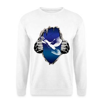 Friedenstaube unterm Shirt - Unisex Pullover - Weiß - Vorne