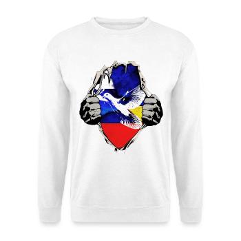 Russland Ukraine Flaggen mit Friedenstaube - Unisex Pullover - Weiß - Vorne