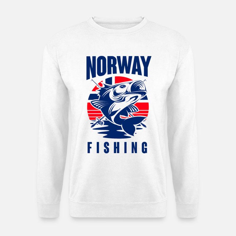 Norwegen Fischen Angeln Angler - Unisex Pullover - Weiß