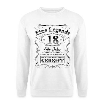 Legende 18 Jahre 18. Geburtstag Jungen Mädchen - Unisex Pullover - Weiß - Vorne