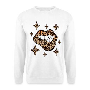 Leoparden Lippen Sexy Kussmund - Unisex Pullover - Weiß - Vorne