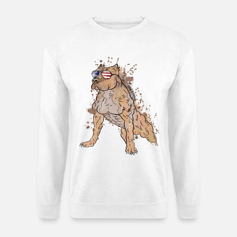 American Staffordshire Terrier mit Sonnenbrille - Unisex Pullover - Weiß