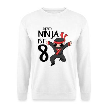 8 Jahre Geburtstag Junge Ninja - Ich bin 8 - Unisex Pullover - Weiß - Vorne
