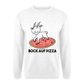 Bock auf Pizza - Ziege Ziegenbock - Unisex Pullover - Weiß - Vorne