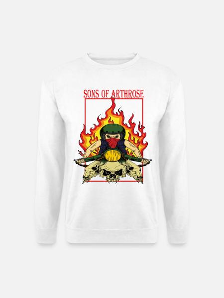 Flammenbiker Skullride - Unisex Pullover - Weiß