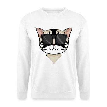 American Shorthair Cat avec lunettes de soleil - Sweat-shirt Unisexe - blanc - Devant