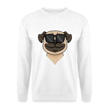 Mops Hund mit Sonnenbrille - Unisex Pullover - Weiß - Vorne
