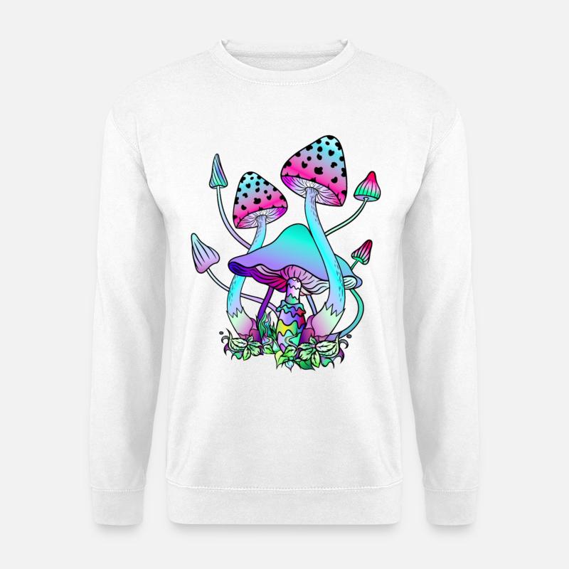 Magic Mushrooms Bunte Pilzkunst - Unisex Pullover - Weiß