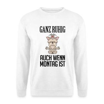 Montag Spruch Yoga - Yorkshire Terrier - Unisex Pullover - Weiß - Vorne