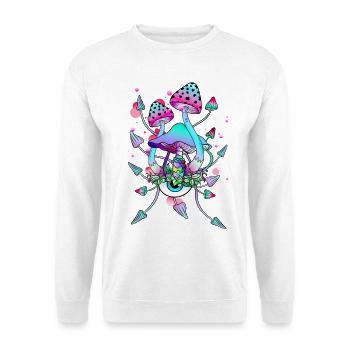 Magic Mushrooms, psychedelic mushroom eyes art - Unisex Sweatshirt - white - Front