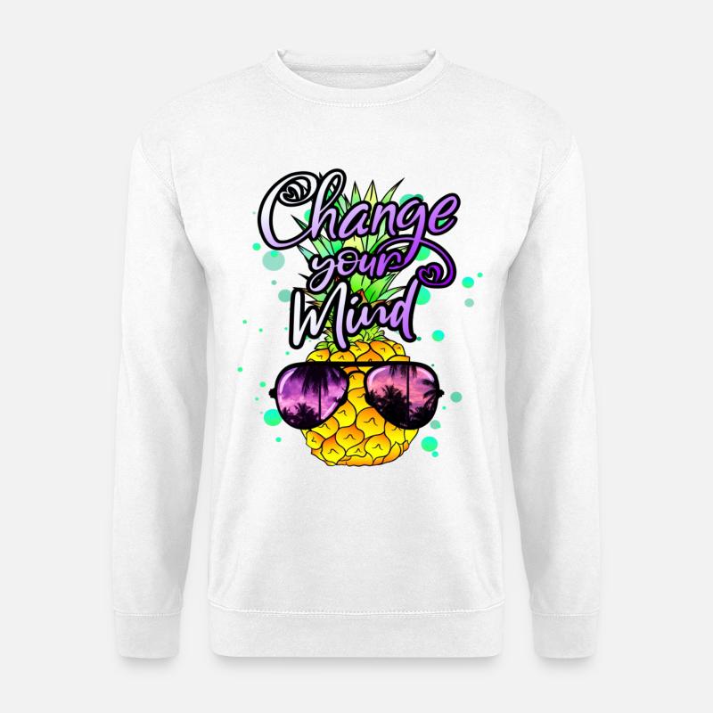 coole Ananas Change your Mind - Unisex Pullover - Weiß