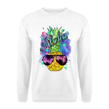 Colorful pineapple with cool sunglasses - Unisex Sweatshirt - white - Front