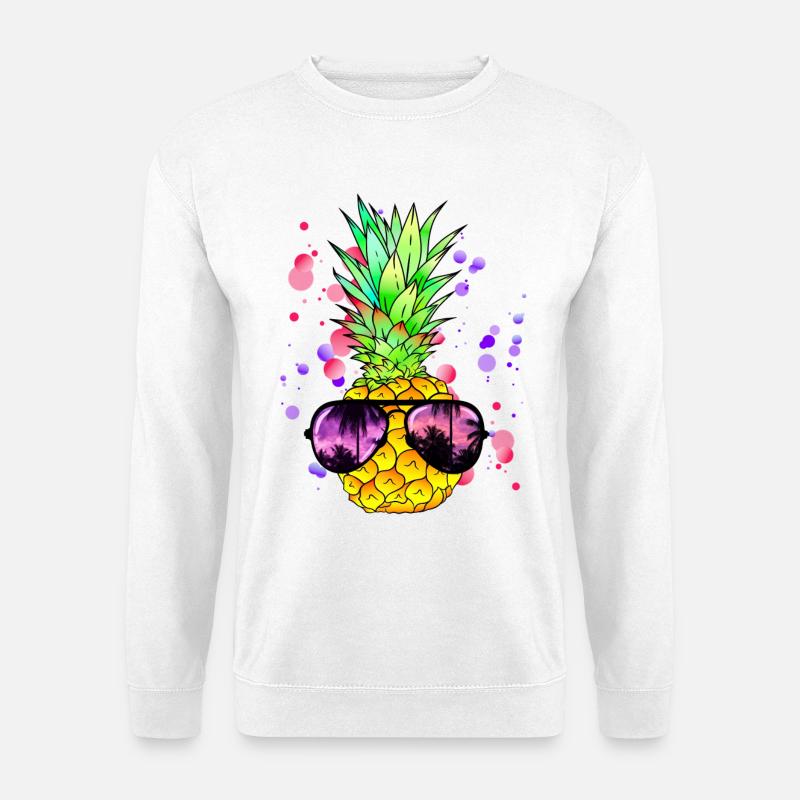 Bunte Ananas Kunst - Unisex Pullover - Weiß