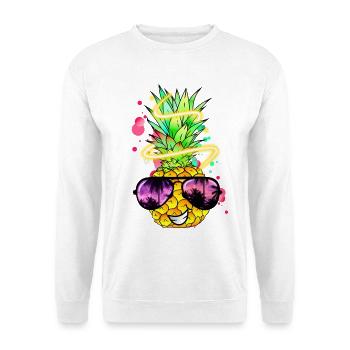 Ananas avec des sourires cool et des lunettes de soleil - Sweat-shirt Unisexe - blanc - Devant