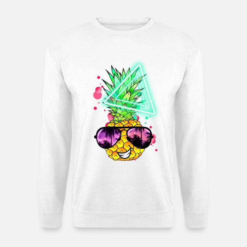 Lustige Ananas Neon Retro - Unisex Pullover - Weiß
