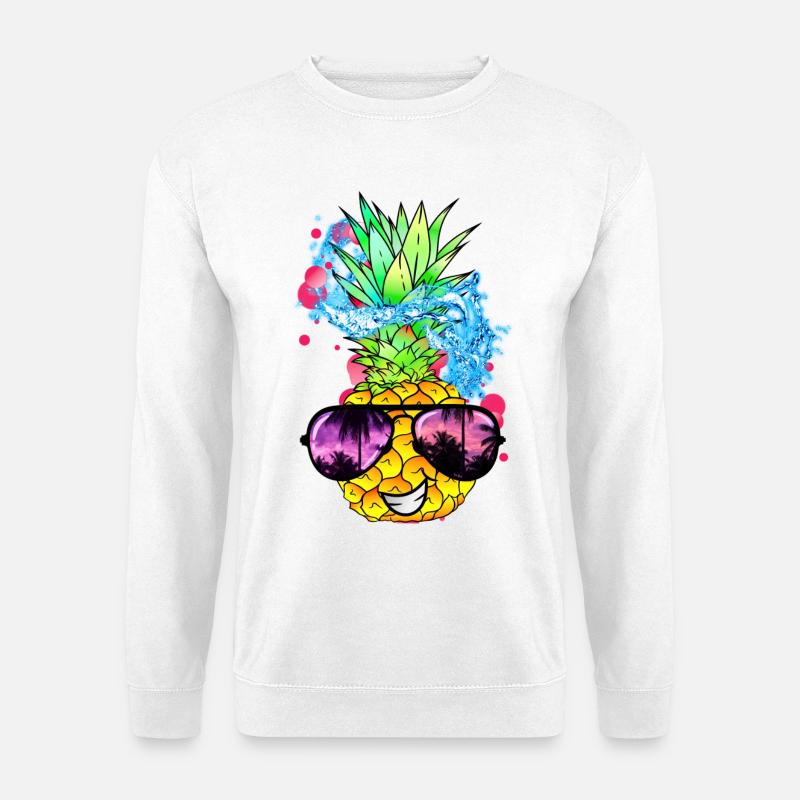 spritzige Ananas Frucht mit Gesicht - Unisex Pullover - Weiß