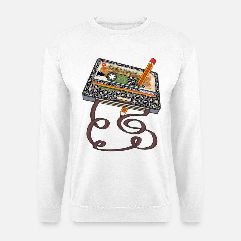 80er 90er Jahre Kassette Pencil Throwback Retro Vinta - Unisex Pullover - Weiß
