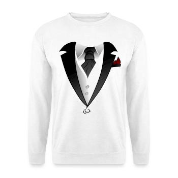 Anzug mit Krawatte Sakko Design - Unisex Pullover - Weiß - Vorne