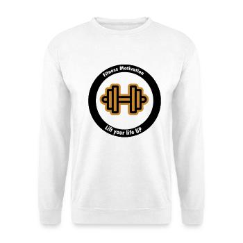 Kraftmotivation Hantel Logo - Unisex Pullover - Weiß - Vorne - Alina (178cm) & Michal (187cm)