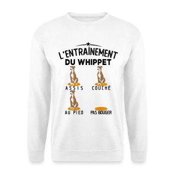 Whippet Éducation Chien Entraînement Chien Whippet - Sweat-shirt Unisexe - blanc - Devant