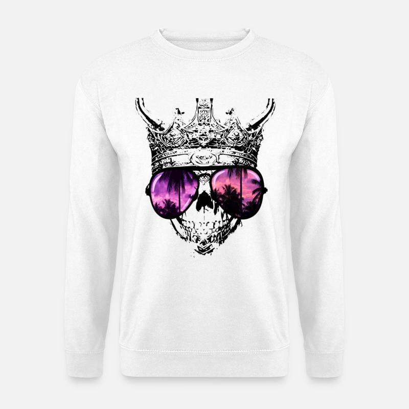 Hipster Totenkopf König - Unisex Pullover - Weiß