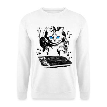 Katzen DJ mit Mischpult - Unisex Pullover - Weiß - Vorne