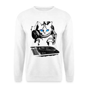 Katzen DJ mit Mischpult - Unisex Pullover - Weiß - Vorne