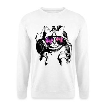 coole Katze DJ Kätzchen mitSonnenbrilleSonnenbrill - Unisex Pullover - Weiß - Vorne