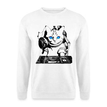 DJ Katze mit Mischpult - Unisex Pullover - Weiß - Vorne