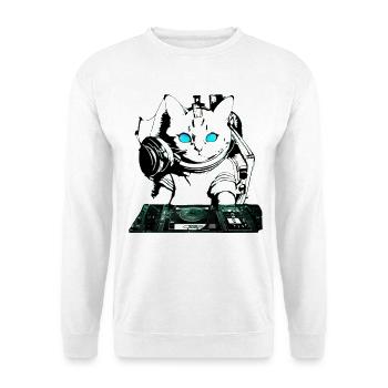 DJ Katze mit Mischpult - Unisex Pullover - Weiß - Vorne