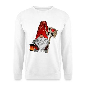 Gnome Christmas Elves with I Love You Shield - Unisex Sweatshirt - white - Front