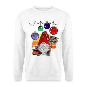 Gnom Weihnachts Wichtel mit Christbaumkugeln - Unisex Pullover - Weiß - Vorne
