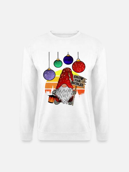 CHRISTMAS GNOMES SHOW YOUR BAUBLES - Unisex Pullover - Weiß