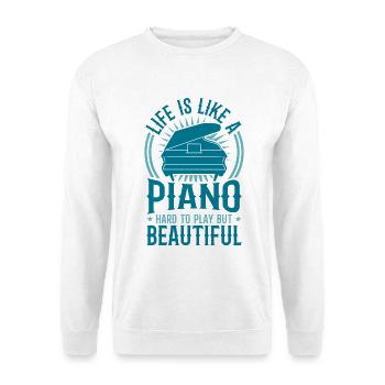 Klavier Motivation - Unisex Pullover - Weiß - Vorne