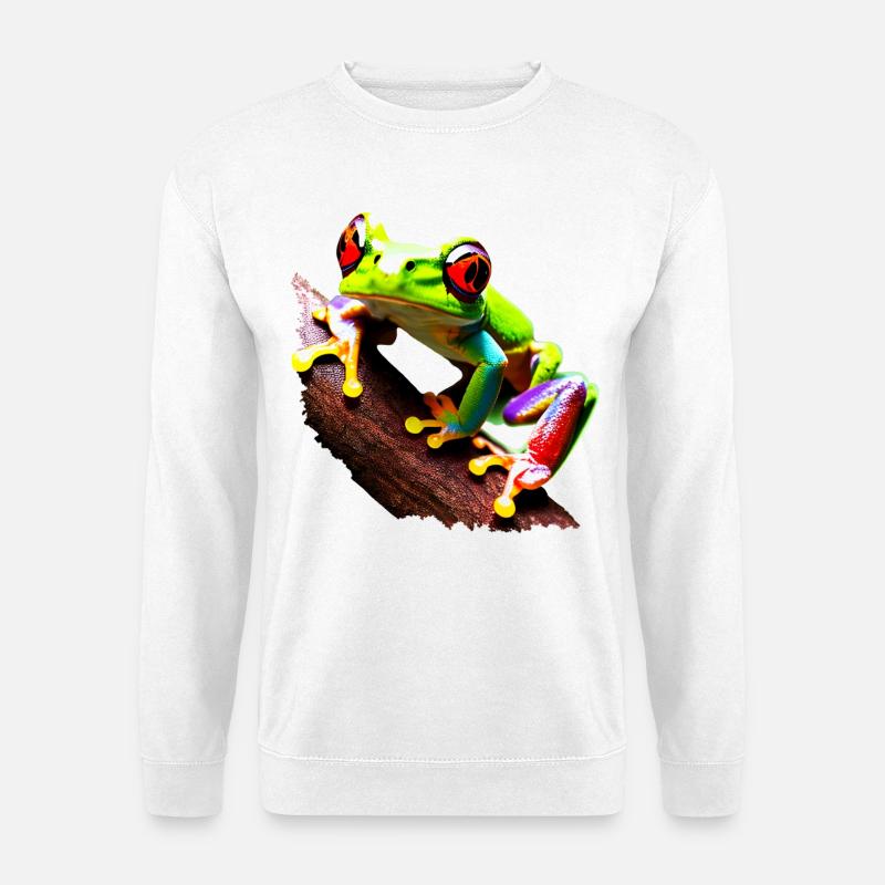 Rote Augen Baum Frosch auf Ast - Unisex Pullover - Weiß