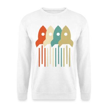 Vintage Raketenwissenschaftler Luft- und Raumfahrttechnik - Unisex Pullover - Weiß - Vorne - Alina (178cm) & Michal (187cm)