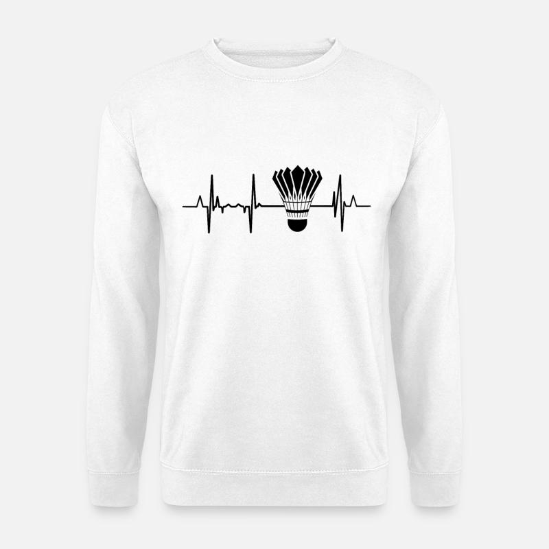 Badmintonspieler Herzschlag - Unisex Pullover - Weiß