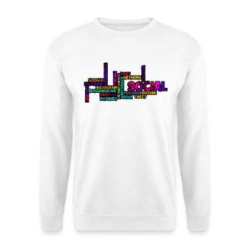 Réseau social Wordcloud : explosion de couleurs - Sweat-shirt Unisexe - blanc - Devant