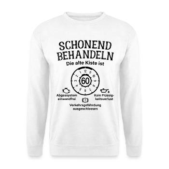 60. Geburtstag Alte Kiste 60 Schonend Behandeln - Unisex Pullover - Weiß - Vorne