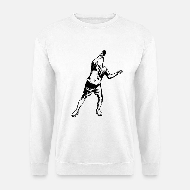 Tischtennisspieler Skizze - Unisex Pullover - Weiß